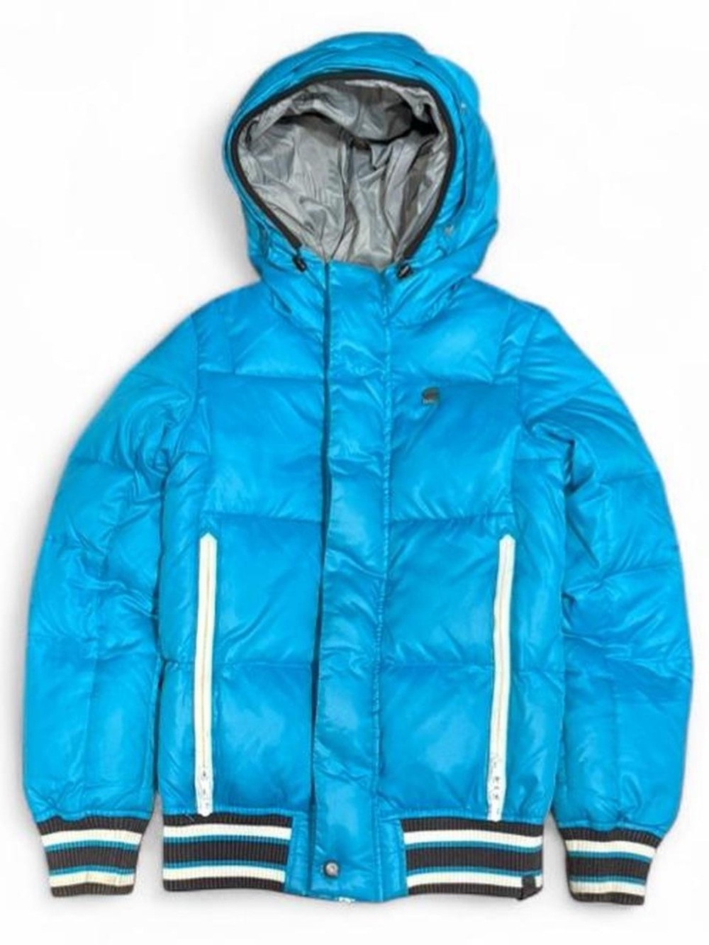 Y2K G-Star Raw Blue Hooded Slim Puffer Jacket